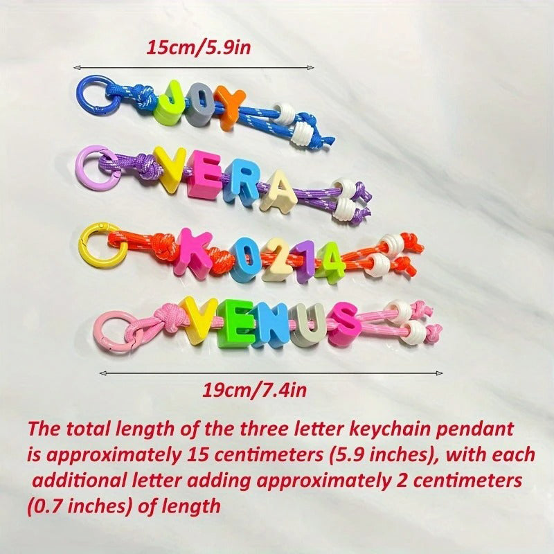 Personalized Name/Number Beaded Keyring Charm