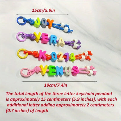 Personalized Name/Number Beaded Keyring Charm
