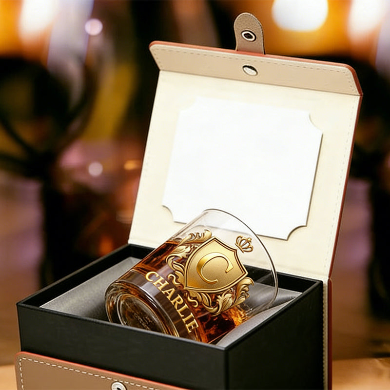 Cheers with Legendary Man - Personalized Golden 3D Badge Personalized Wood Whiskey Dispenser