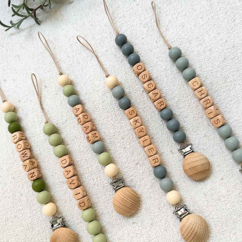 Customized Pacifier Clip and Rattle set|Custom Baby shower Gift