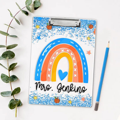 Personalized Teacher Appreciation Gifts, Custom Rainbow Teacher Clipboard
