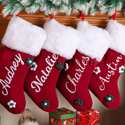 Custom Plush Family Holiday Decor, 2025 Red Plush Christmas Stocking