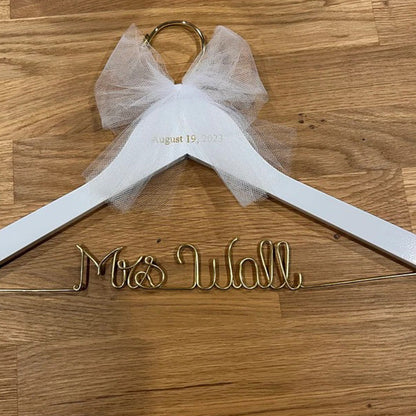 Wedding hanger with date name Bride hanger
