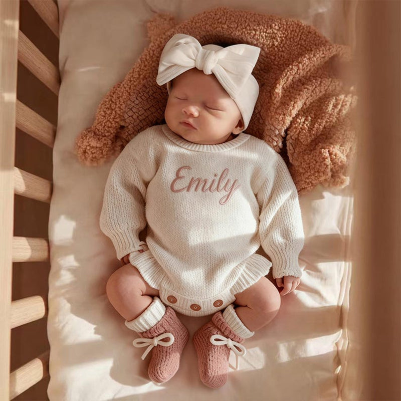 Personalized Newborn Name Romper ,Custom Baby Knit Sweater