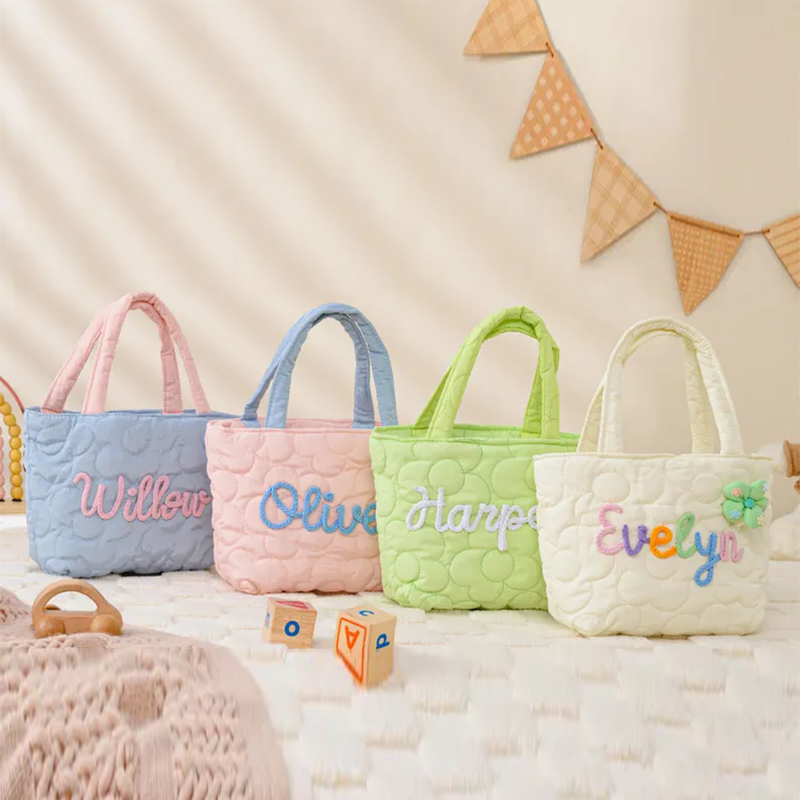 Personalized Quilted Nylon Tote Handbag,Kids Name bag,Custom Children's Gift