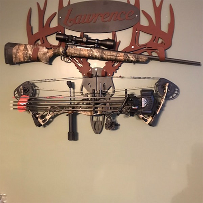 Custom made personalized metal bow holder gun and crossbow