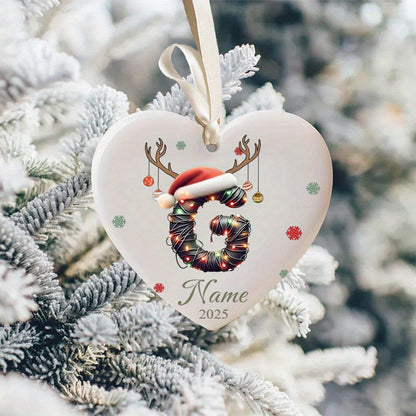 Personalized Christmas Initial Name Heart-Shaped Ornament