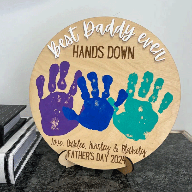 Best Dad Ever Hands Down, Gift for Grandpa, Kids handprint sign