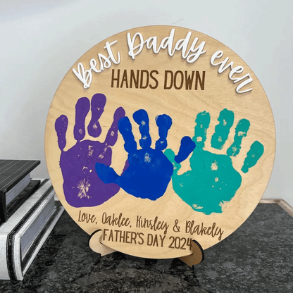 Best Dad Ever Hands Down, Gift for Grandpa, Kids handprint sign