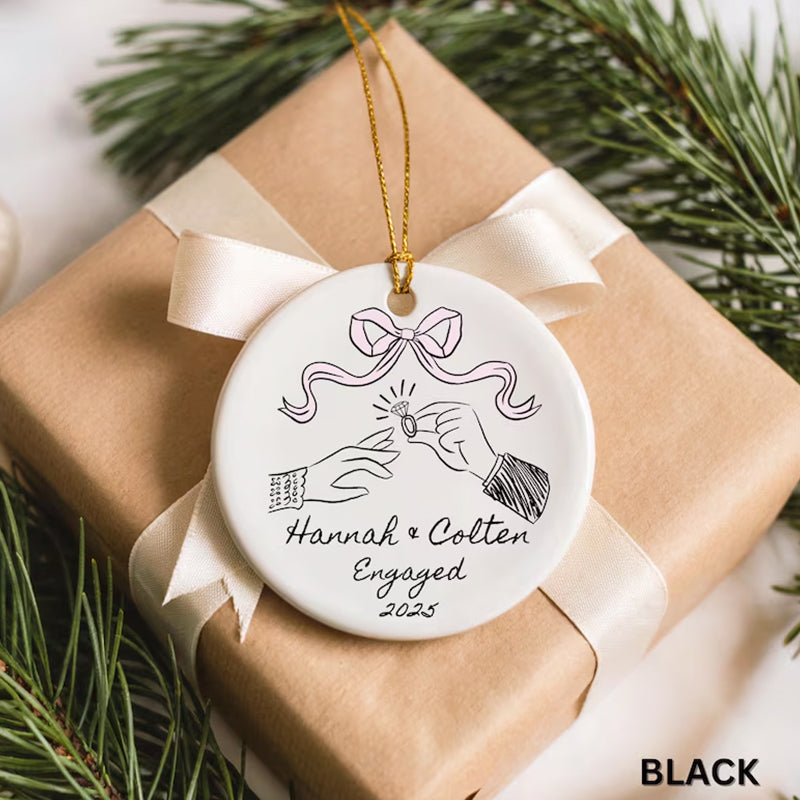 First Christmas Engaged Ornament 2025 Personalized Engagement Gift