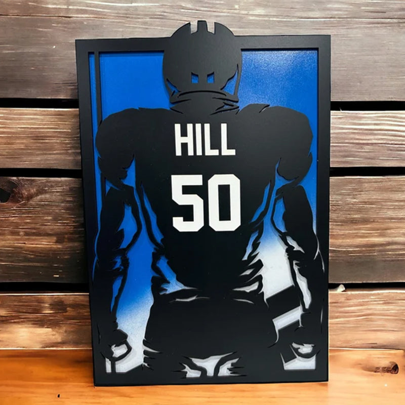 Personalized Football Player Silhouette Plaque Custom Team Graduation Gift