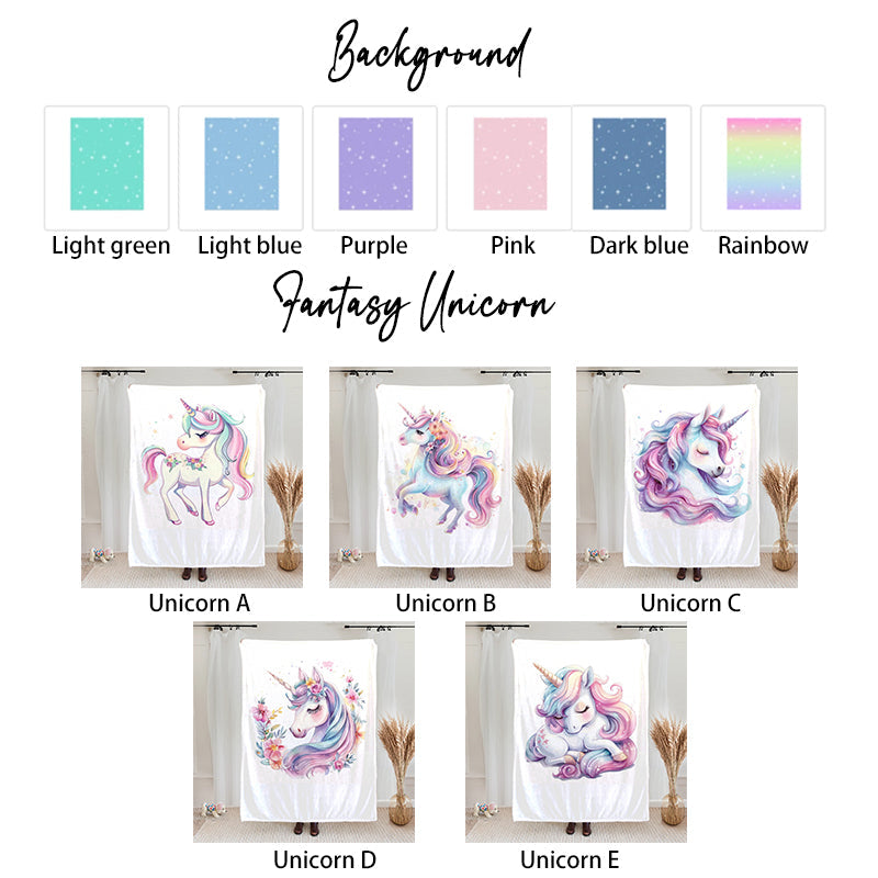 Personalized Fantasy Unicorn Soft Throw Blanket