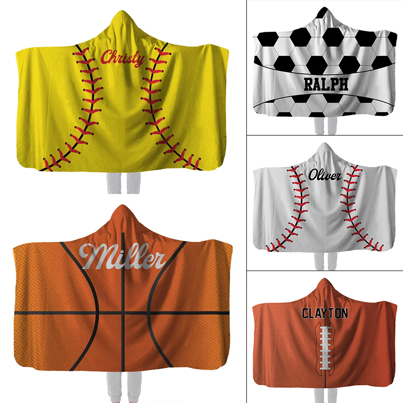 Hooded Fleece Blanket - Softball  Football Basketball Baseball Soccer