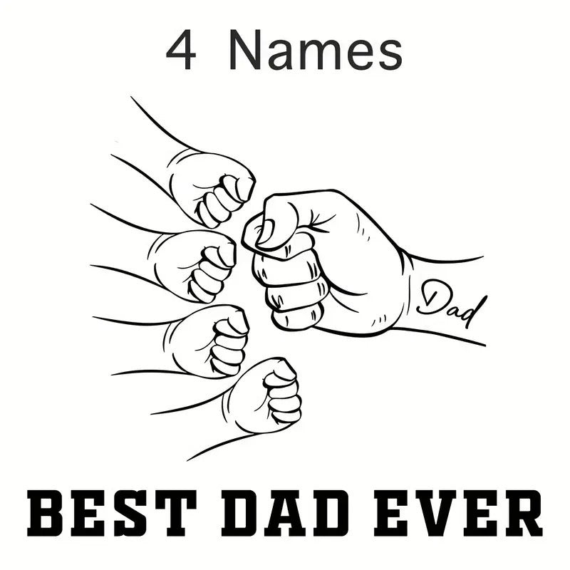Personalized Dad And Kids Hands Engraved Leather Wallet