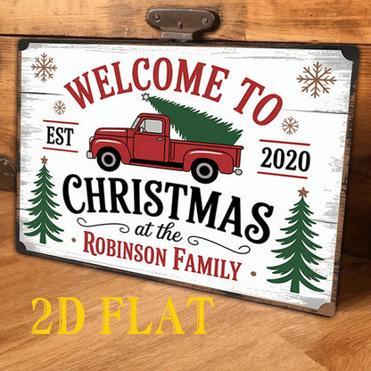 Personalized Christmas Sign with Red Truck