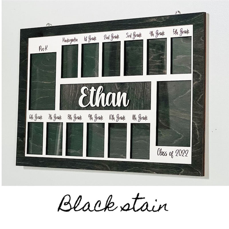 Personalized Photo Display with Raised Lettering Rustic Photo Display Board Back to School