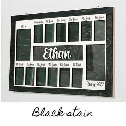Personalized Photo Display with Raised Lettering Rustic Photo Display Board Back to School