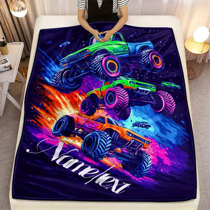 Custom Car Name Blanket Vivid Heavy Truck Design with 'Vane/lex' Print