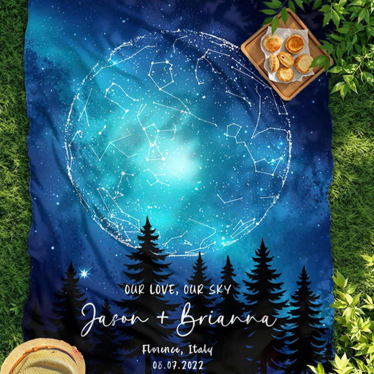 Personalized Star Map Blanket, Anniversary Night Sky Map