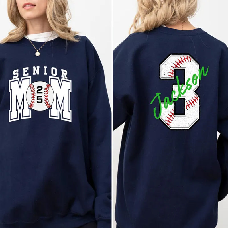 Senior Baseball Mom Sweatshirt, Personalized Baseball Gift for Mom