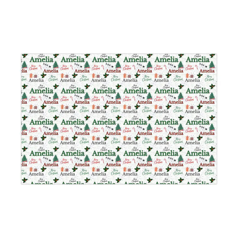 Custom Name Christmas Wrapping Paper Personalized Holiday Gift Wrap