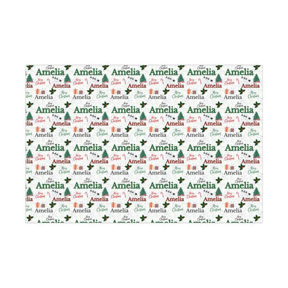 Custom Name Christmas Wrapping Paper Personalized Holiday Gift Wrap