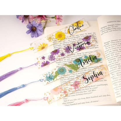 Name Resin Bookmark, Personalized Birth Flower Resin Bookmark