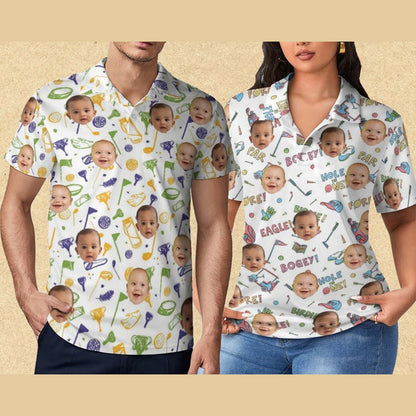 Custom Face Polo Shirt for Golfer，Face on shirt gifts for husband