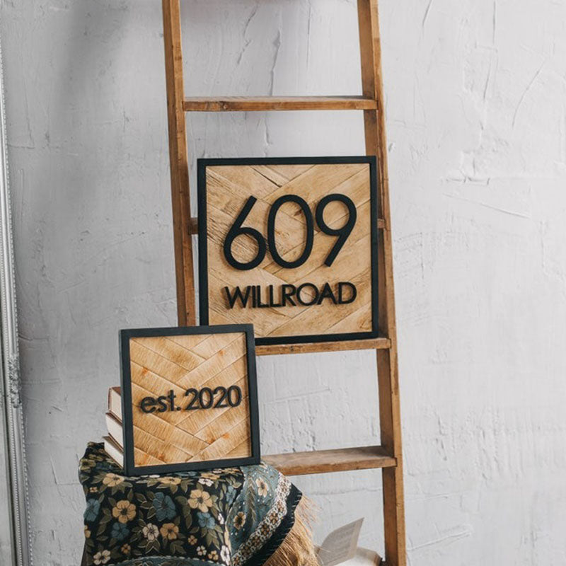 Square House Address Sign Home Decor