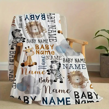 Custom Your Name, Animal Flannel Fleece Blanket