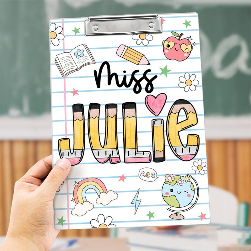 Personalized Teacher Back To School Gift, Custom Pencil Teacher Clipboard