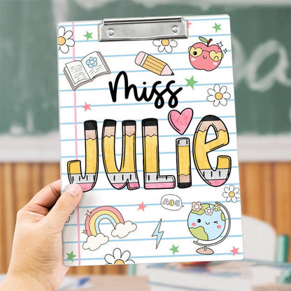 Personalized Teacher Back To School Gift, Custom Pencil Teacher Clipboard