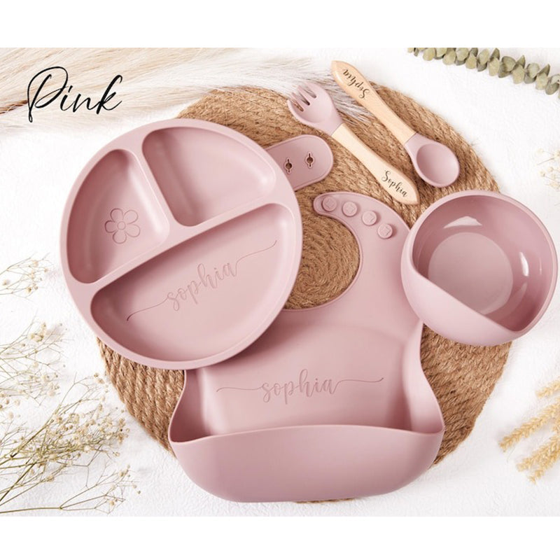 Personalized Silicone Weaning Set,Cartoon Weaning Set for Toddler Baby Kids