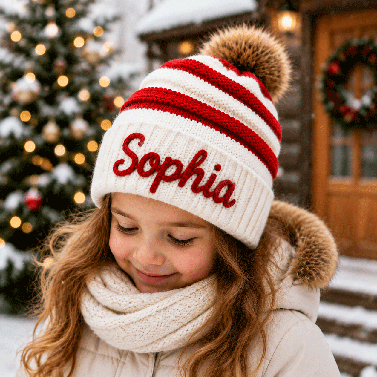 Custom Christmas Name Beanie | Personalized Kids Christmas Hat