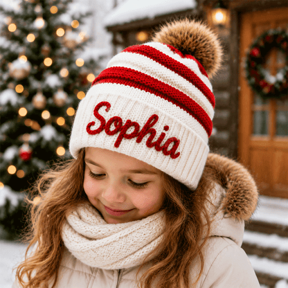 Custom Christmas Name Beanie | Personalized Kids Christmas Hat