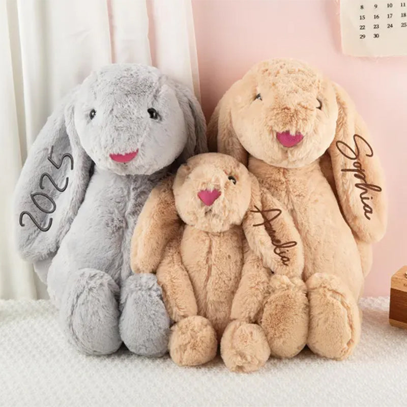 Personalized Easter Embroidered Plush Bunny Toy, Custom Newborn Gift