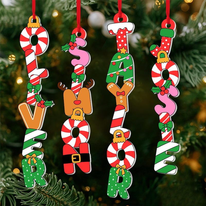 Personalized Kids Name Letter Ornament: Acrylic Christmas