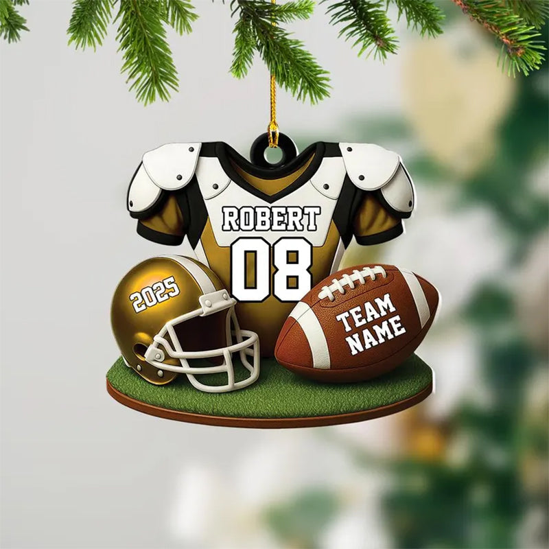American Football Christmas Ornament, Custom Football Player Uniform Acrylic Ornament