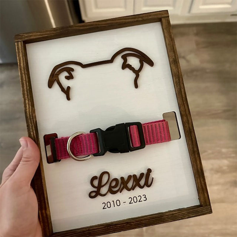 Custom Memorial Dog Ears Art, Collar Sign, Dog Memorial