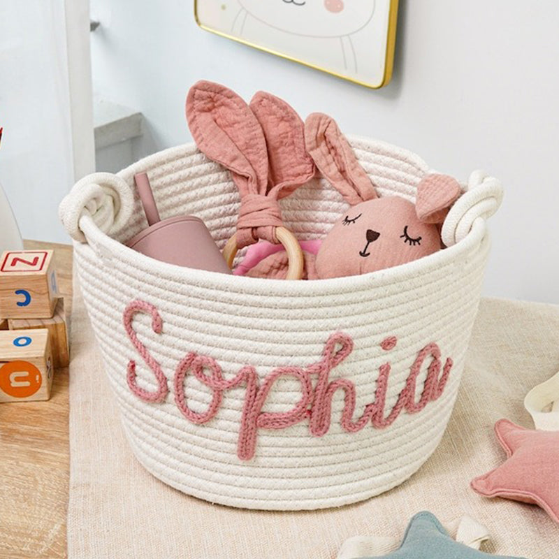 Personalized Baby Basket | Rope Cotton Baby Gift Basket