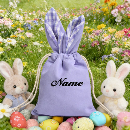 Personalized Plaid Drawstring Bag for - Custom Name, Easter Bag