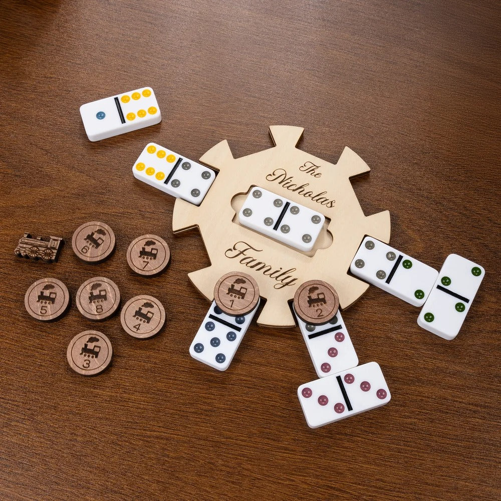 Custom Wooden Mexican Train Domino Hub & Holder