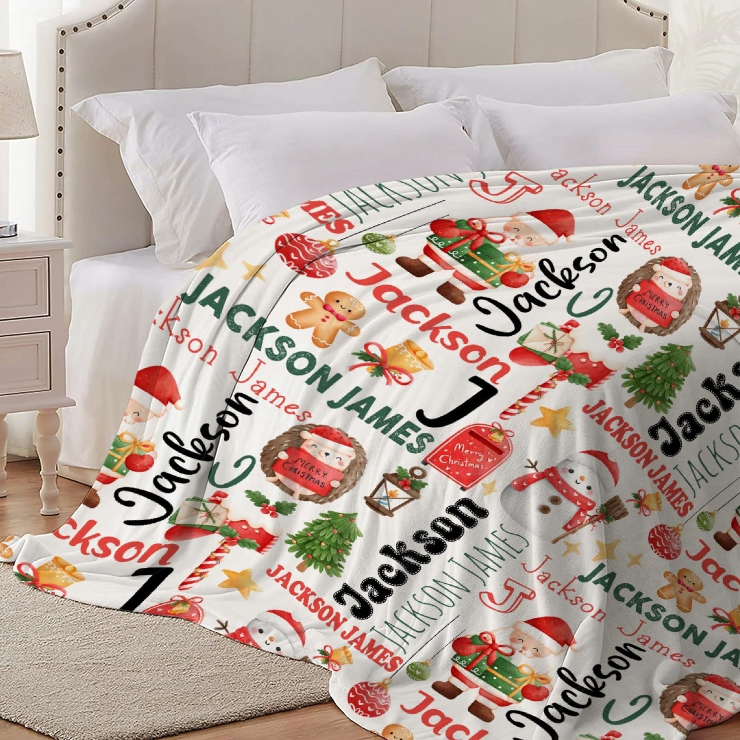 Festive Christmas Blanket with Custom Name - Perfect for All Seasons