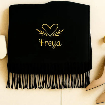 Custom Name Embroidered Scarf, Personalised Woven Oversized Scarf for Womens