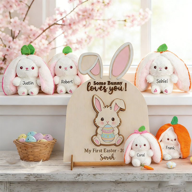 Reversible Bunny Plush Toy Easter Gift for Kids