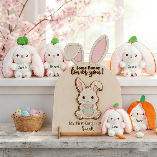 Reversible Bunny Plush Toy Easter Gift for Kids