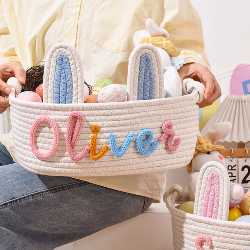 Personalized Easter Basket for Kids, Name Easter Bunny Basket