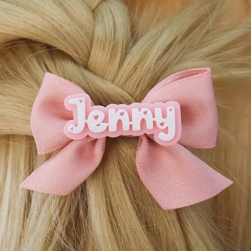 Custom Acrylic Name Bow Hair Clip