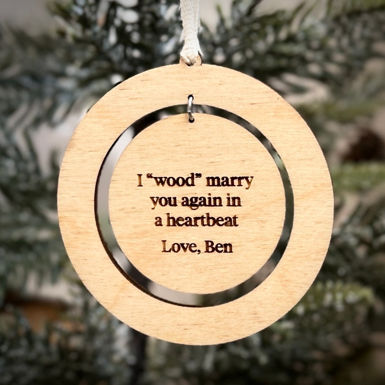 5th Anniversary Gift Ornament / Wooden Laser Engraved Ornament