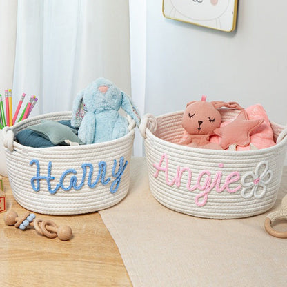 Personalized Baby Basket | Rope Cotton Baby Gift Basket